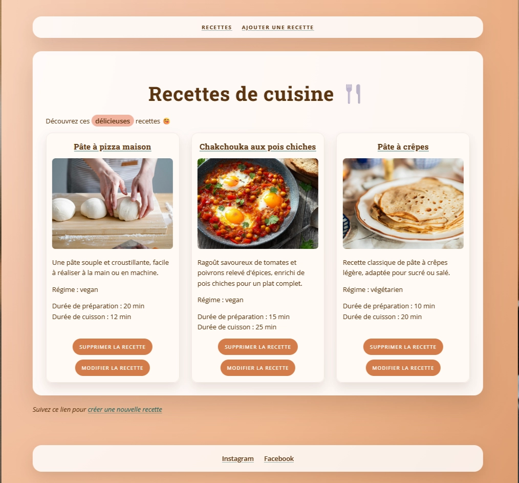 screen projet "grimoire de cuisine"